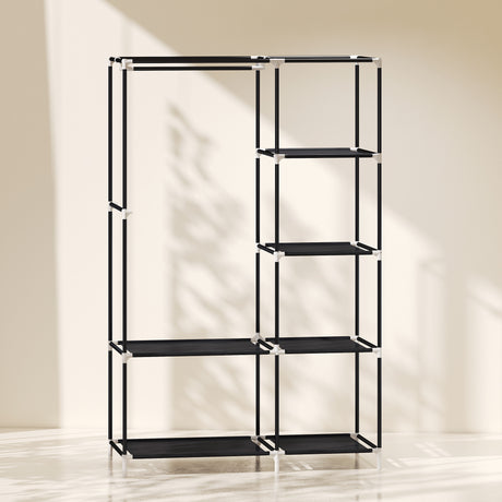 Fabric Wardrobe 103cm Wide With Hanging Rail And Shelves - Velmora