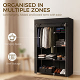 Fabric Wardrobe 103cm Wide With Hanging Rail And Shelves - Velmora