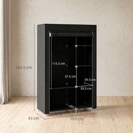Fabric Wardrobe 103cm Wide With Hanging Rail And Shelves - Velmora