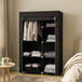 Fabric Wardrobe 103cm Wide With Hanging Rail And Shelves - Velmora