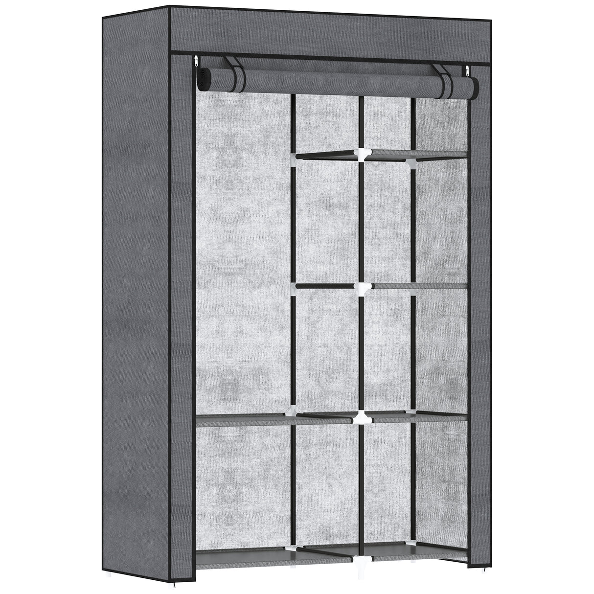 Fabric Wardrobe 103cm Wide With Hanging Rail And Shelves - Velmora