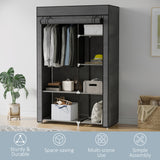 Fabric Wardrobe 103cm Wide With Hanging Rail And Shelves - Velmora