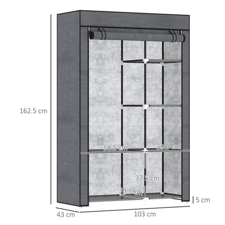 Fabric Wardrobe 103cm Wide With Hanging Rail And Shelves - Velmora