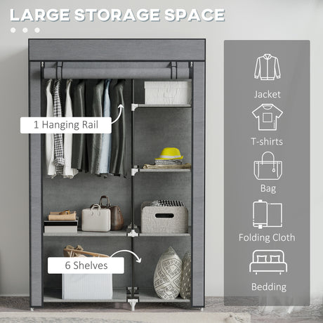 Fabric Wardrobe 103cm Wide With Hanging Rail And Shelves - Velmora