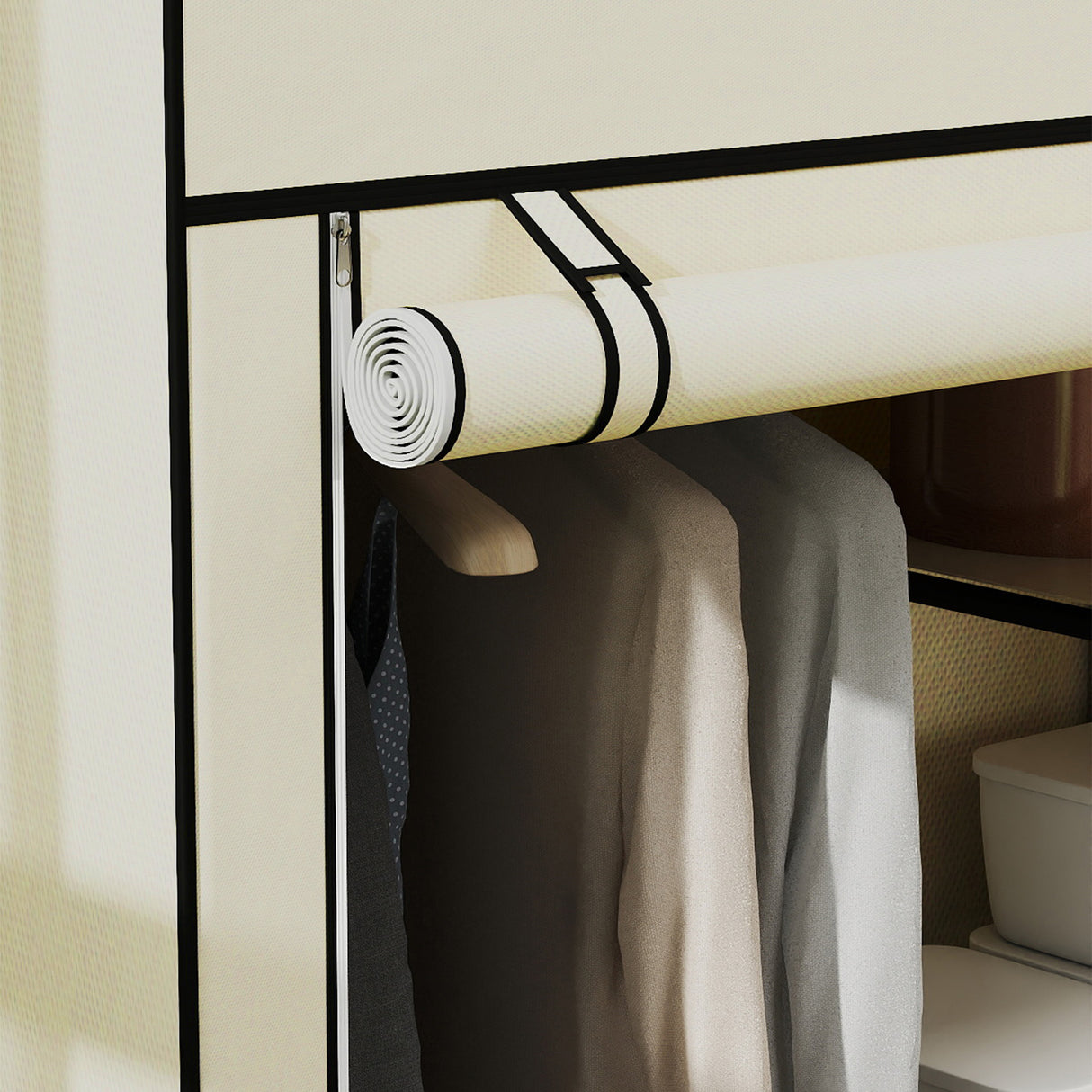 Fabric Wardrobe 103cm Wide With Hanging Rail And Shelves - Velmora