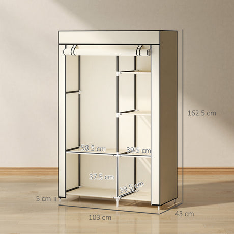 Fabric Wardrobe 103cm Wide With Hanging Rail And Shelves - Velmora