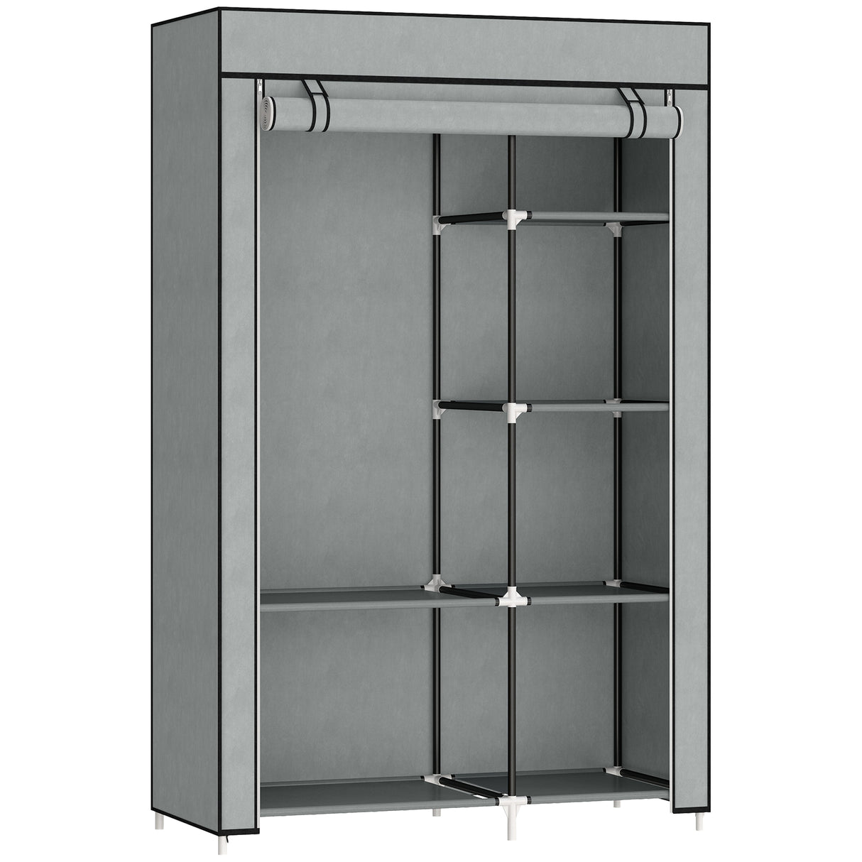 Fabric Wardrobe 103cm Wide With Hanging Rail And Shelves - Velmora