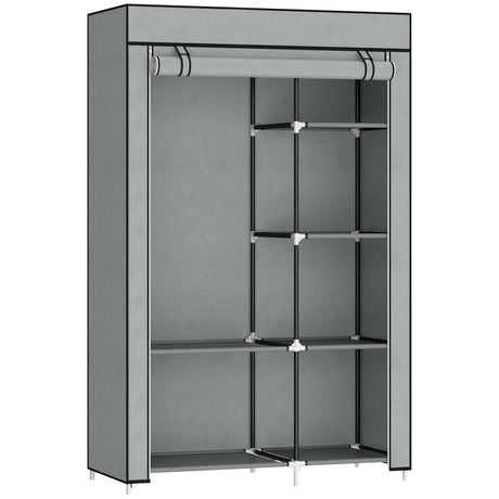 Fabric Wardrobe 103cm Wide With Hanging Rail And Shelves - Velmora