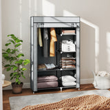 Fabric Wardrobe 103cm Wide With Hanging Rail And Shelves - Velmora