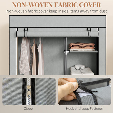 Fabric Wardrobe 103cm Wide With Hanging Rail And Shelves - Velmora