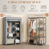Fabric Wardrobe 103cm Wide With Hanging Rail And Shelves - Velmora