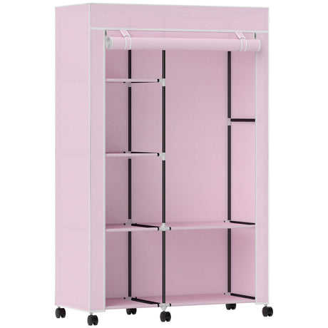 Fabric Wardrobe 103cm Wide With Hanging Rail And Shelves - Velmora