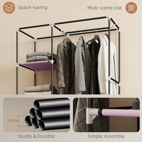 Fabric Wardrobe 103cm Wide With Hanging Rail And Shelves - Velmora