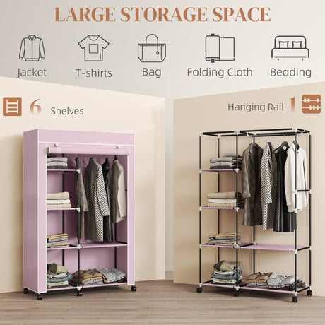 Fabric Wardrobe 103cm Wide With Hanging Rail And Shelves - Velmora