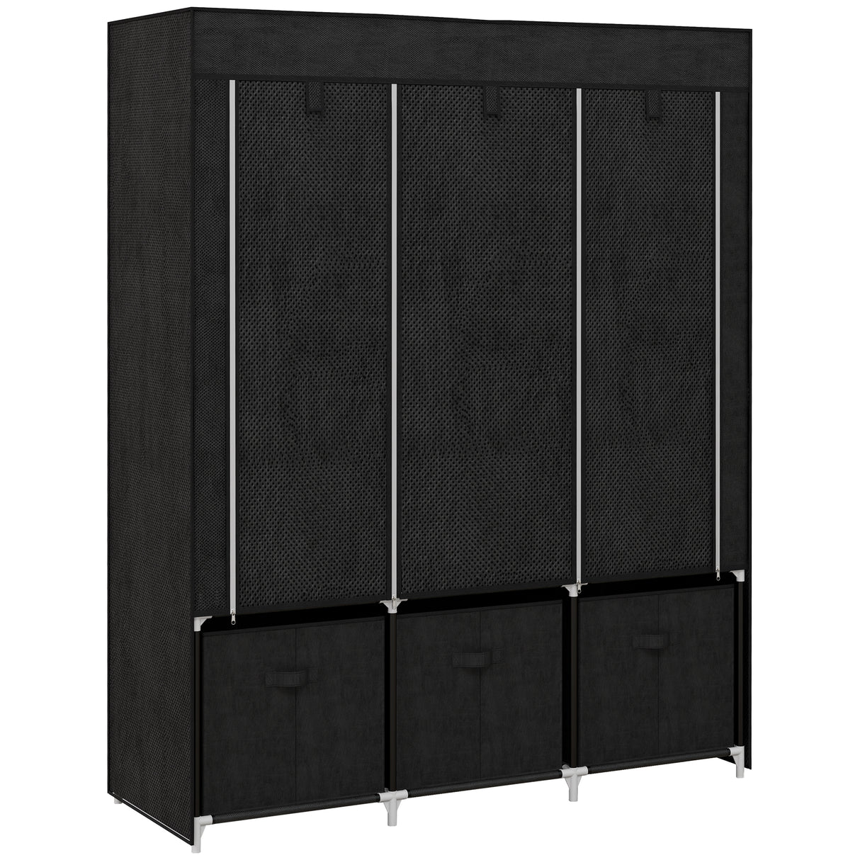 Fabric Wardrobe 125cm Wide With 3 Drawers - Velmora