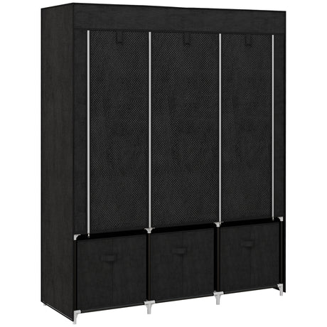 Fabric Wardrobe 125cm Wide With 3 Drawers - Velmora