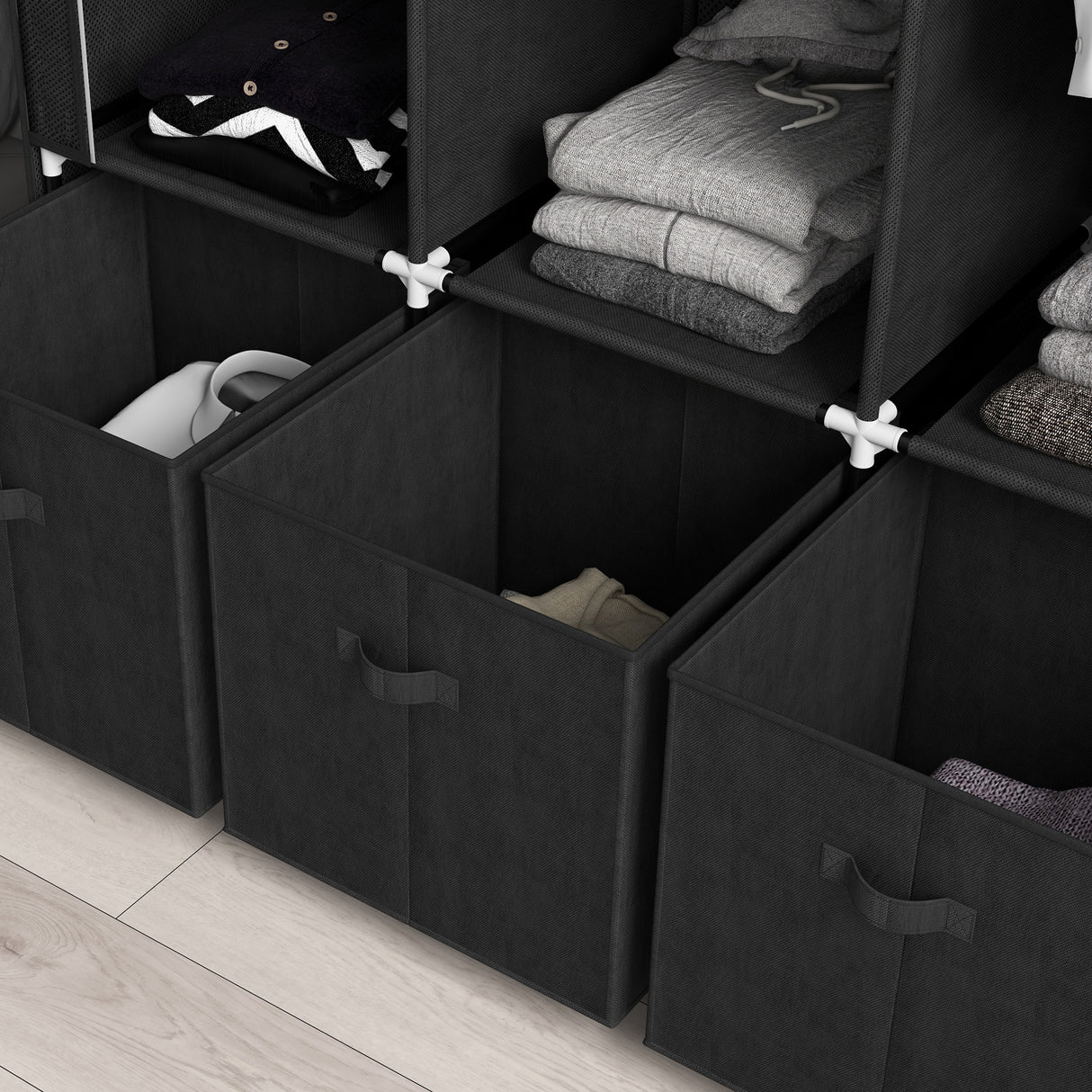Fabric Wardrobe 125cm Wide With 3 Drawers - Velmora