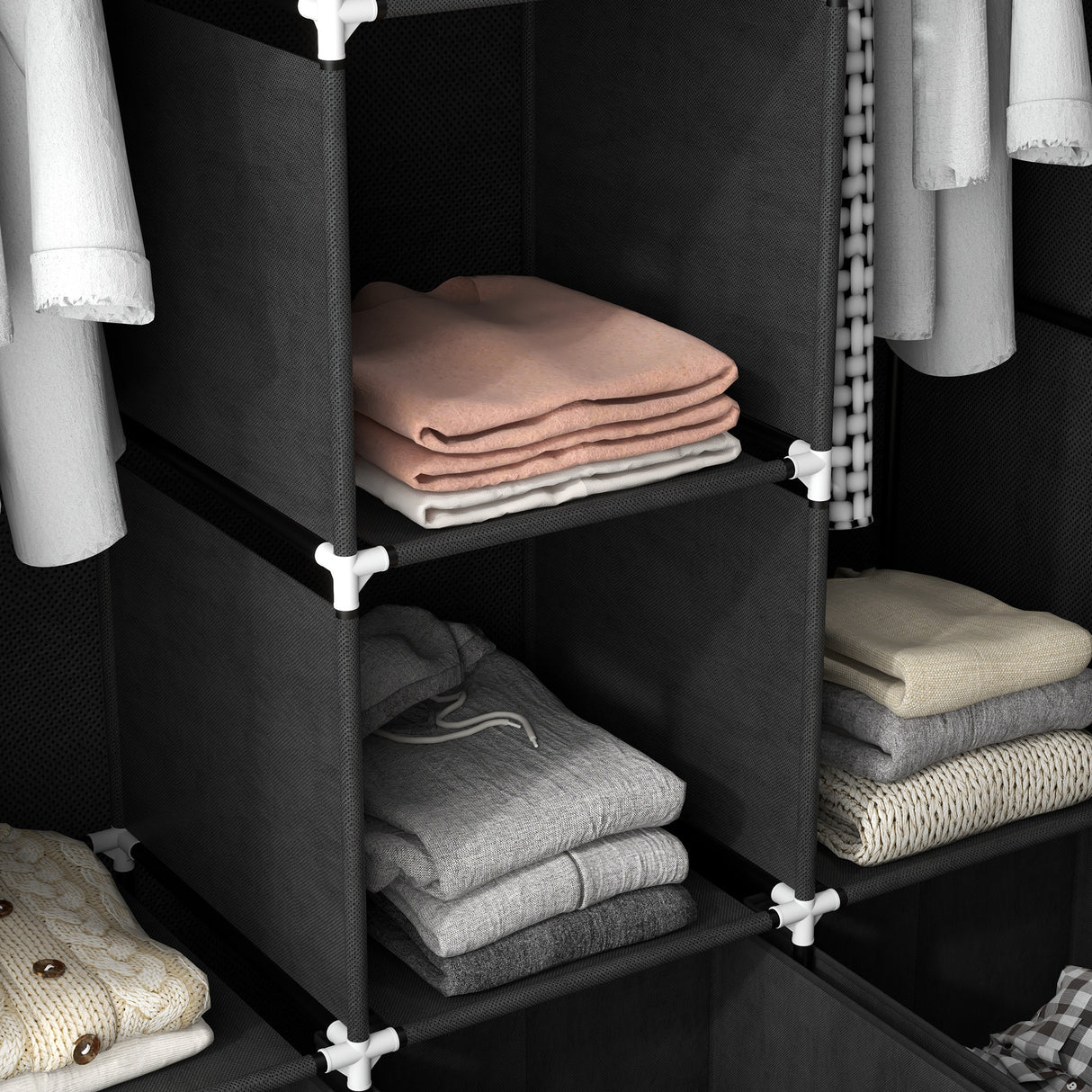 Fabric Wardrobe 125cm Wide With 3 Drawers - Velmora