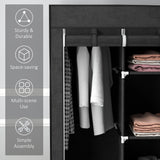 Fabric Wardrobe 125cm Wide With 3 Drawers - Velmora