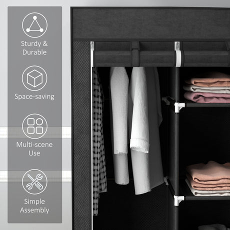 Fabric Wardrobe 125cm Wide With 3 Drawers - Velmora