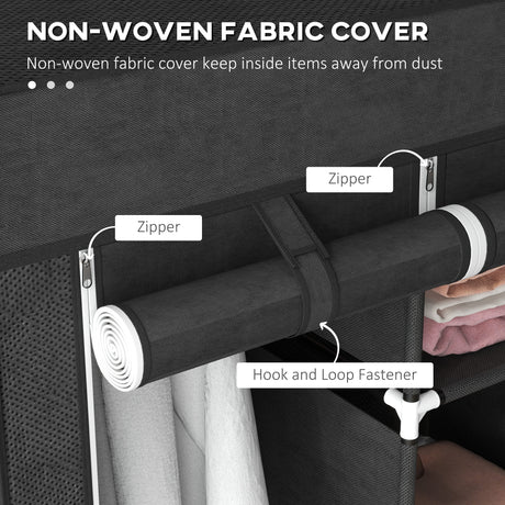Fabric Wardrobe 125cm Wide With 3 Drawers - Velmora