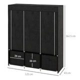 Fabric Wardrobe 125cm Wide With 3 Drawers - Velmora