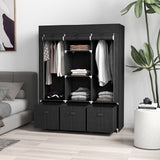 Fabric Wardrobe 125cm Wide With 3 Drawers - Velmora