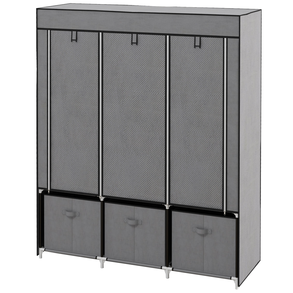 Fabric Wardrobe 125cm Wide With 3 Drawers - Velmora