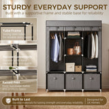 Fabric Wardrobe 125cm Wide With 3 Drawers - Velmora