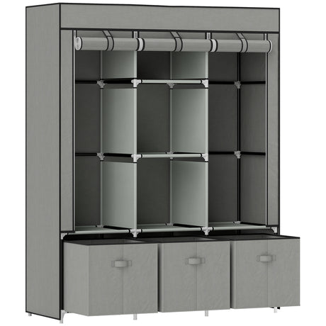 Fabric Wardrobe 125cm Wide With 3 Drawers - Velmora