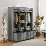 Fabric Wardrobe 125cm Wide With 3 Drawers - Velmora