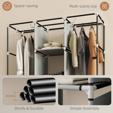 Fabric Wardrobe 125cm Wide With 3 Drawers - Velmora