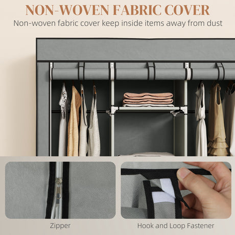 Fabric Wardrobe 125cm Wide With 3 Drawers - Velmora