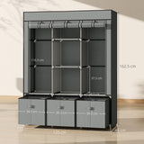 Fabric Wardrobe 125cm Wide With 3 Drawers - Velmora