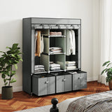 Fabric Wardrobe 125cm Wide With 3 Drawers - Velmora