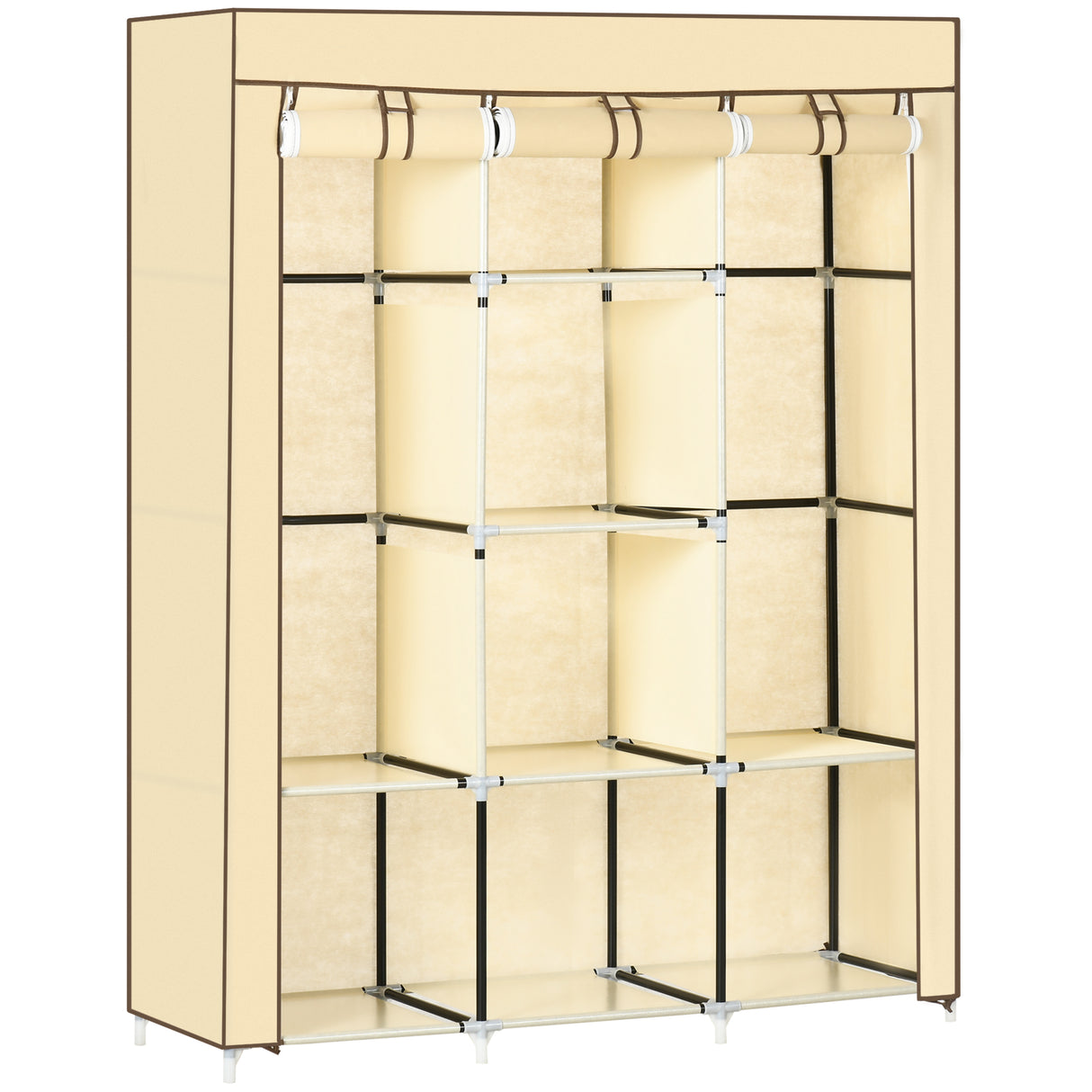 Fabric Wardrobe 125cm Wide With Hanging Rail And Shelves - Velmora