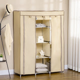 Fabric Wardrobe 125cm Wide With Hanging Rail And Shelves - Velmora