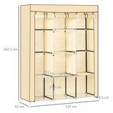 Fabric Wardrobe 125cm Wide With Hanging Rail And Shelves - Velmora