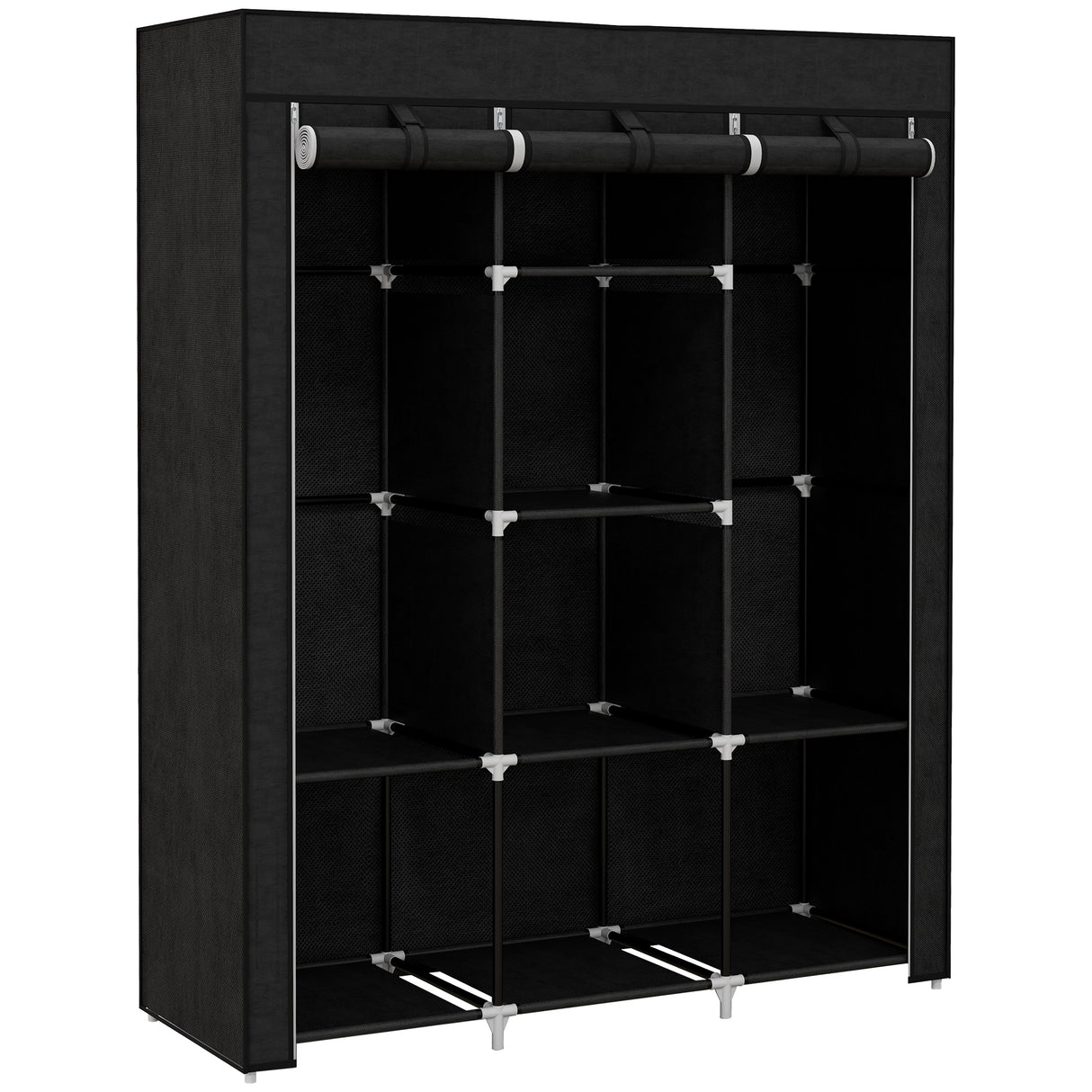 Fabric Wardrobe 125cm Wide With Hanging Rail And Shelves - Velmora