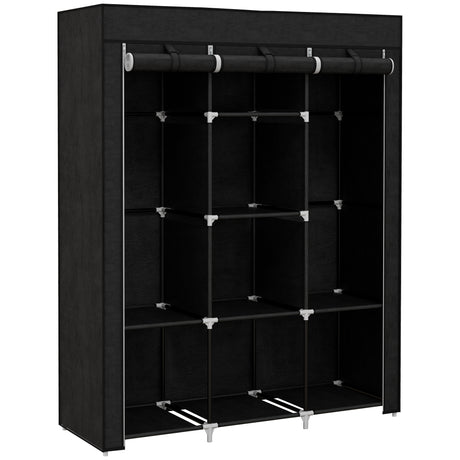 Fabric Wardrobe 125cm Wide With Hanging Rail And Shelves - Velmora