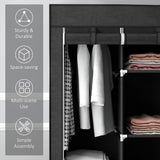 Fabric Wardrobe 125cm Wide With Hanging Rail And Shelves - Velmora