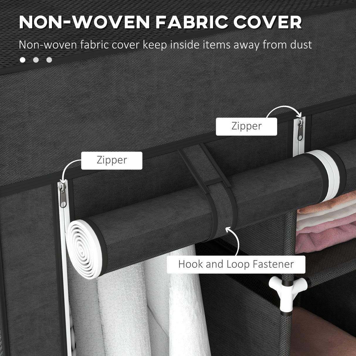 Fabric Wardrobe 125cm Wide With Hanging Rail And Shelves - Velmora