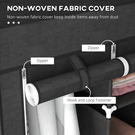 Fabric Wardrobe 125cm Wide With Hanging Rail And Shelves - Velmora