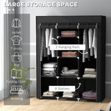 Fabric Wardrobe 125cm Wide With Hanging Rail And Shelves - Velmora