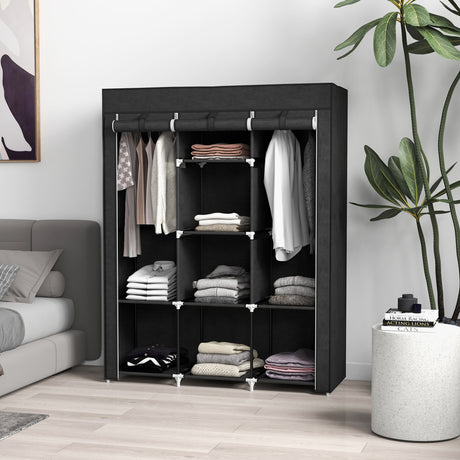 Fabric Wardrobe 125cm Wide With Hanging Rail And Shelves - Velmora