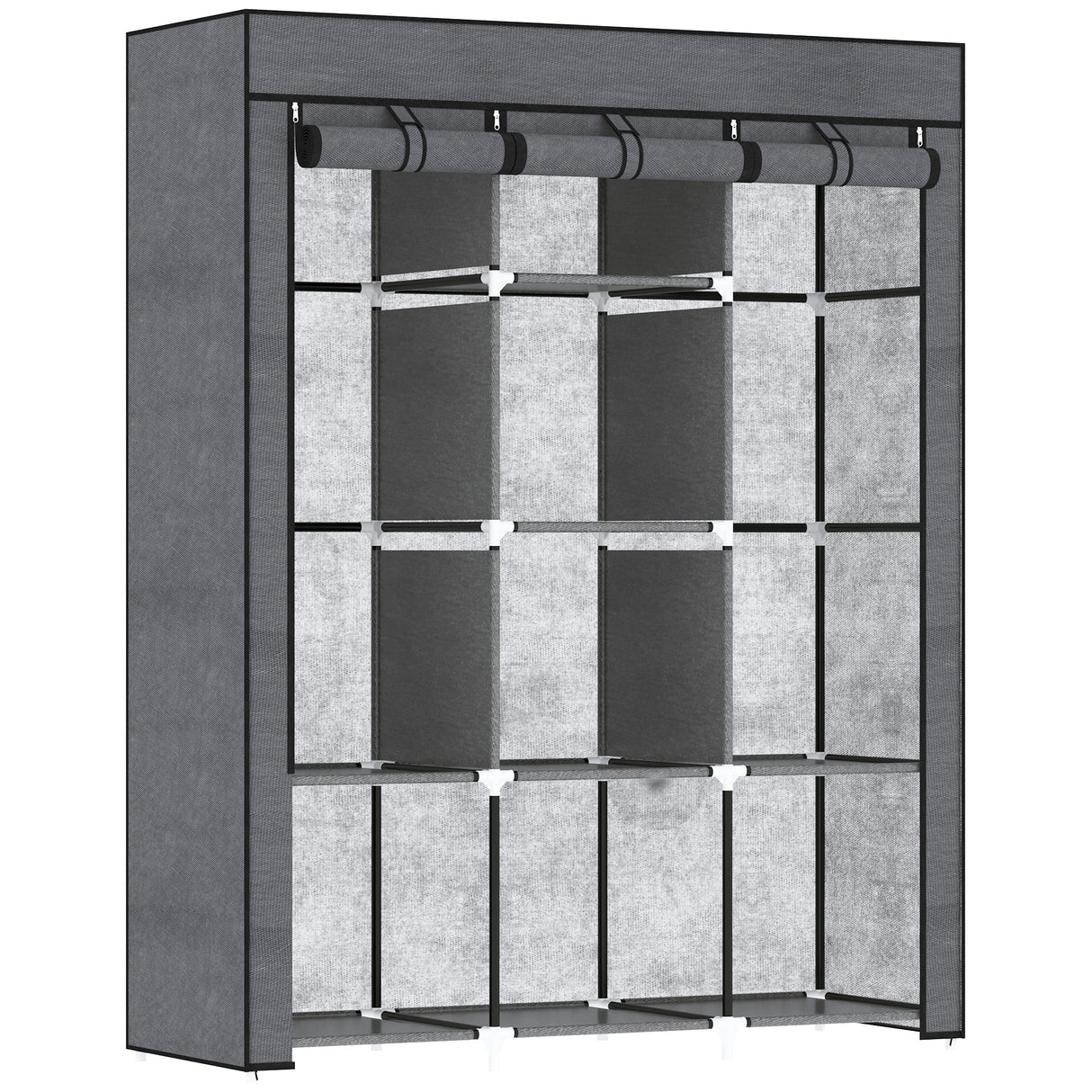 Fabric Wardrobe 125cm Wide With Hanging Rail And Shelves - Velmora