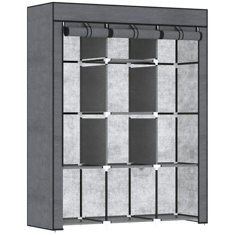 Fabric Wardrobe 125cm Wide With Hanging Rail And Shelves - Velmora