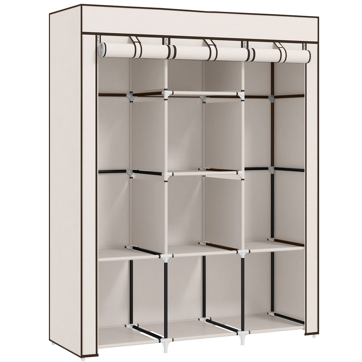 Fabric Wardrobe 125cm Wide With Hanging Rail And Shelves - Velmora