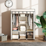 Fabric Wardrobe 125cm Wide With Hanging Rail And Shelves - Velmora