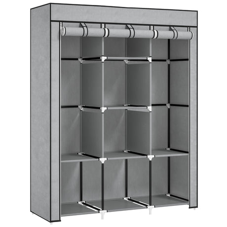 Fabric Wardrobe 125cm Wide With Hanging Rail And Shelves - Velmora